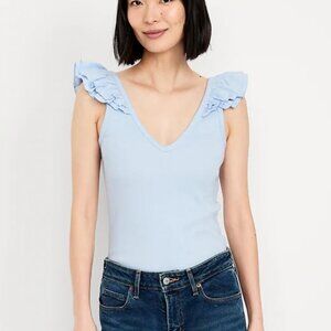 NWT Old Navy Sky Blue Ruffle Sleeve Tank Top XXL Tall